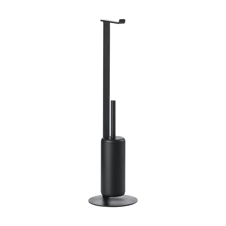 Rim toilet roll holder with brush - Black - Zone Denmark