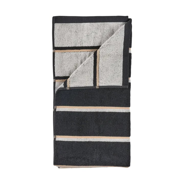 Sauna towel - Black-soft grey-camel, 70x140 cm - Zone Denmark
