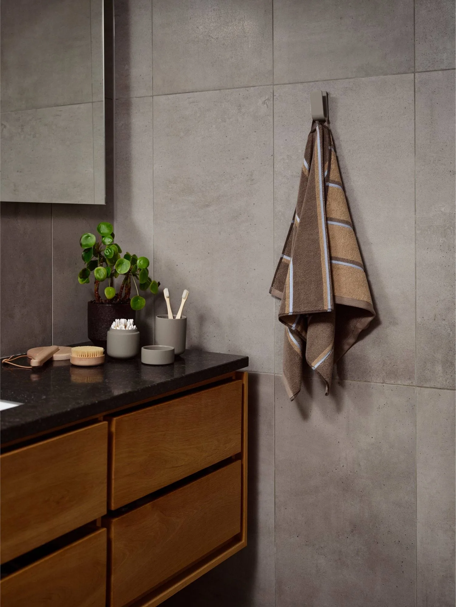 Sauna towel, Taupe-camel-sky blue, 50x100 cm Zone Denmark