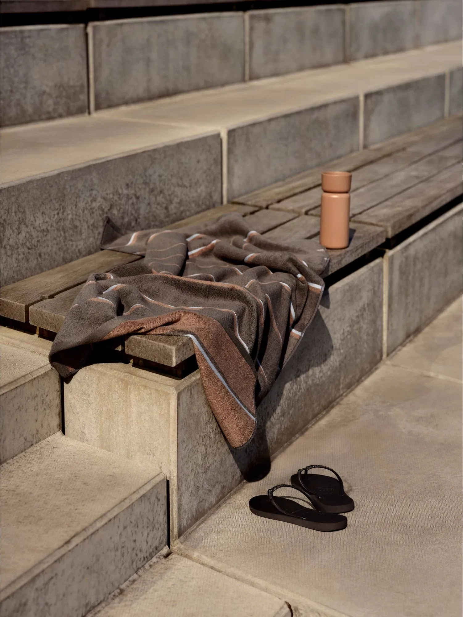 Sauna towel, Taupe-camel-sky blue, 70x140 cm Zone Denmark