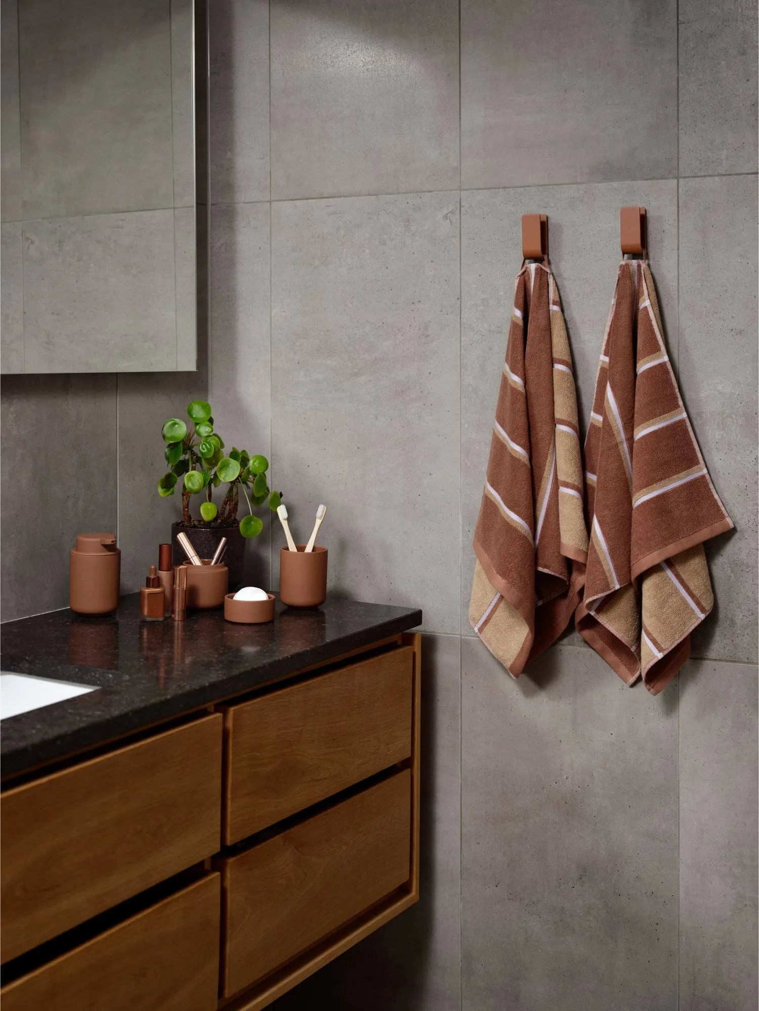 Sauna towel, Terracotta-camel-lupine, 50x100 cm Zone Denmark