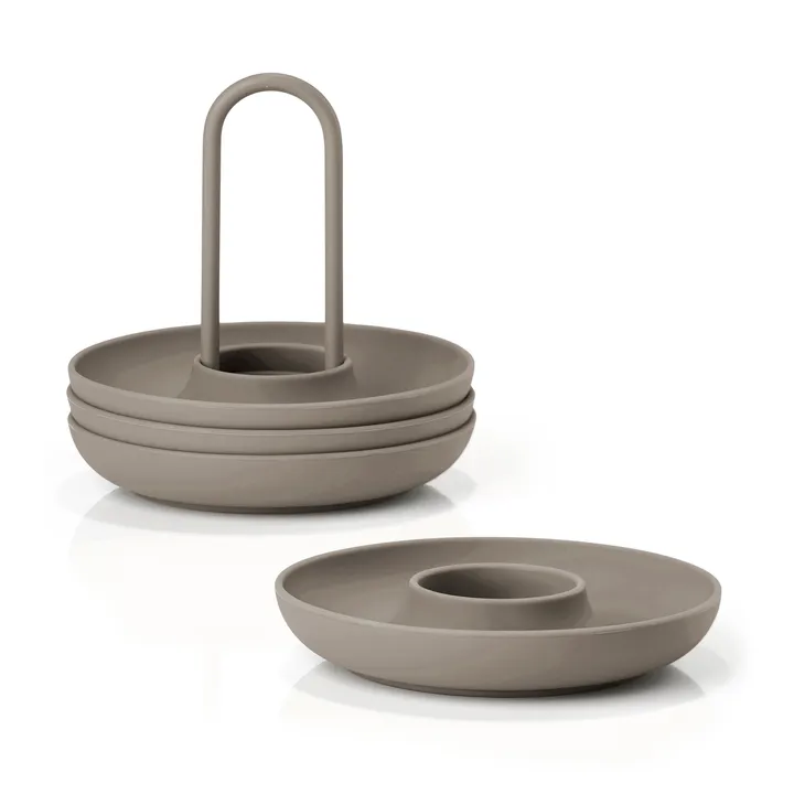 Singles egg cup 4-pack with holder - Taupe - Zone Denmark