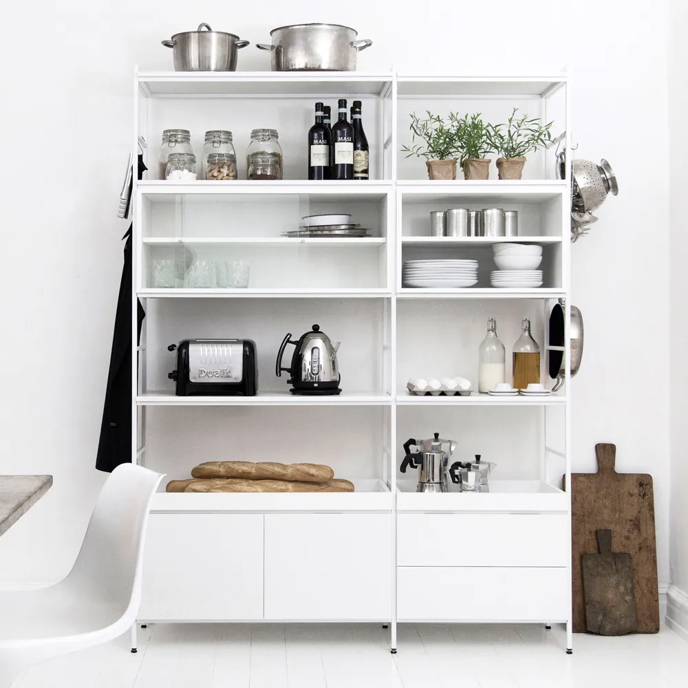 Molto wooden shelf 840, White, incl. white metal frame Zweed