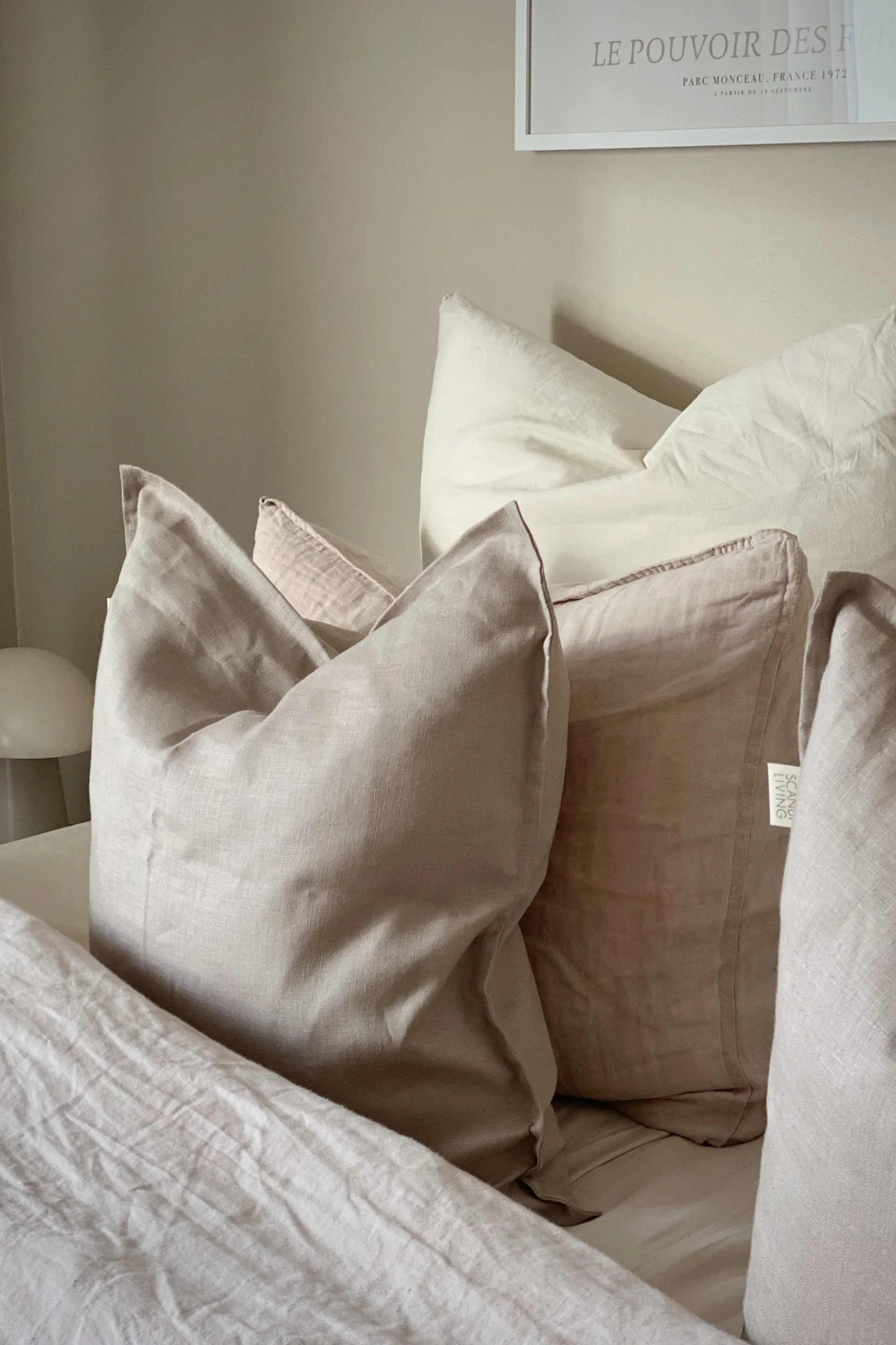 Make the bed and create a hotel style bedroom like Instagram profile @idaskvm with linen cushions.