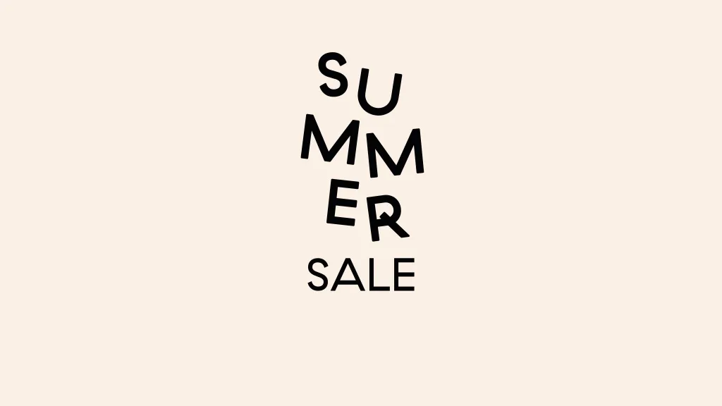 "SUMMER SALE" text, with "SUMMER" vertically stacked and angled, "SALE" below.