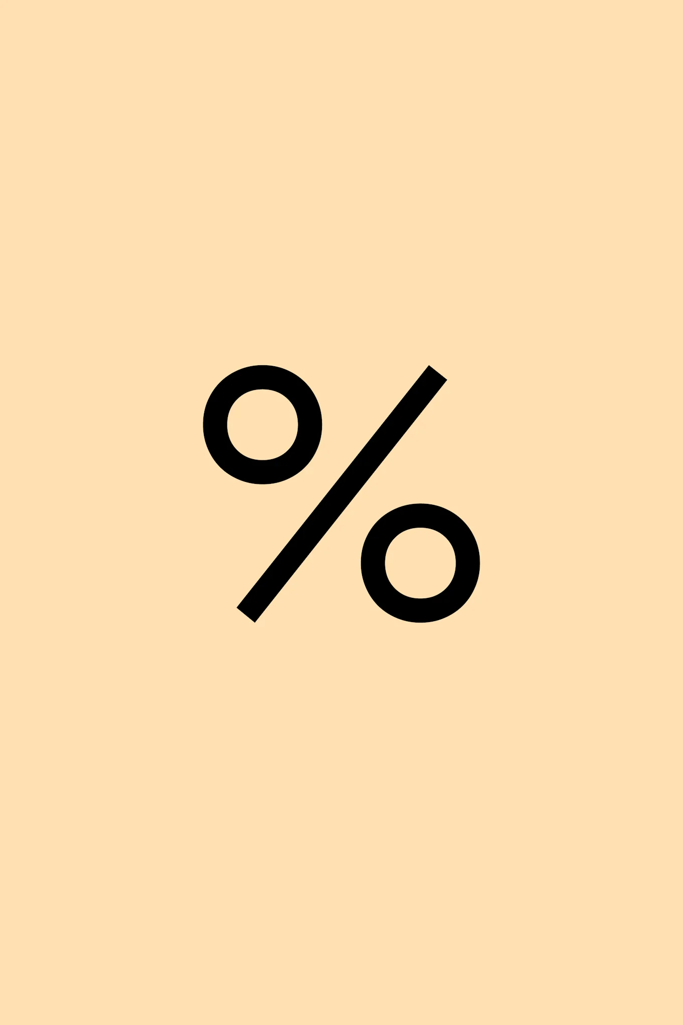 Black percentage symbol on a light peach background.