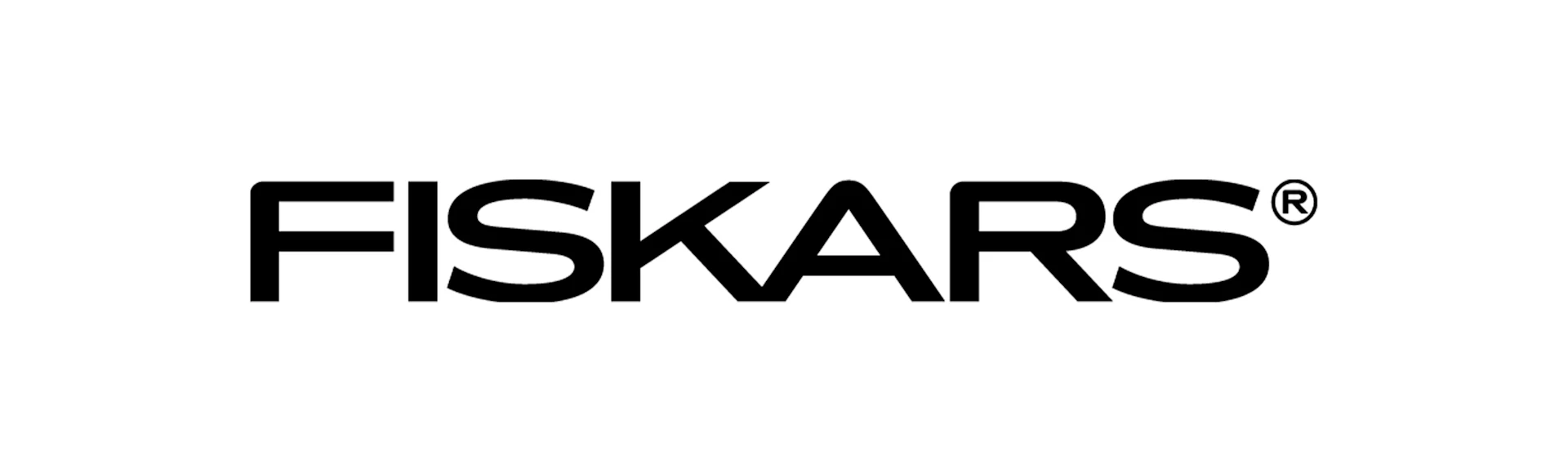Fiskars logo, a black stylized wordmark with a registered trademark symbol.