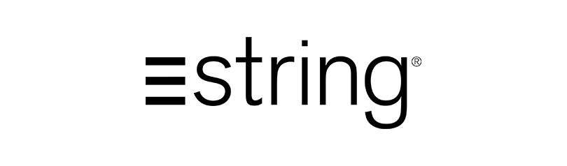 Logo for "string" with a three-bar icon.