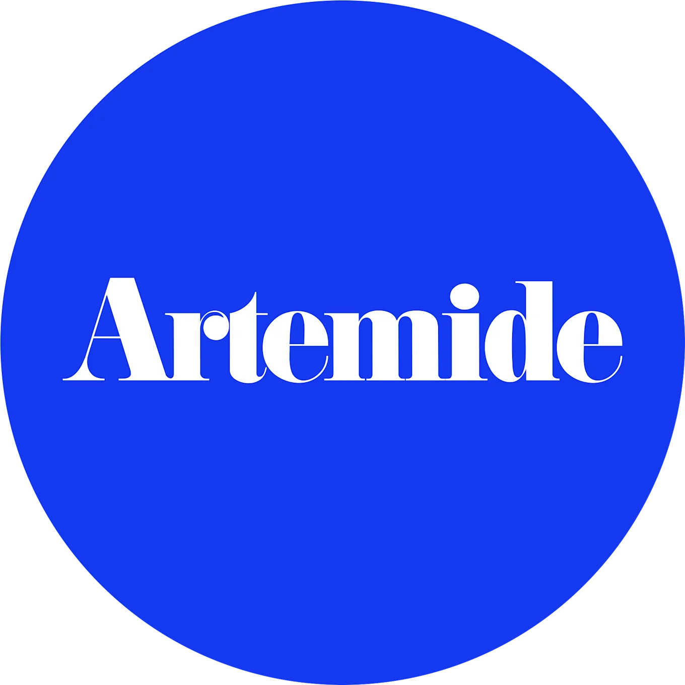 The word Artemide in white text on a blue circular background.