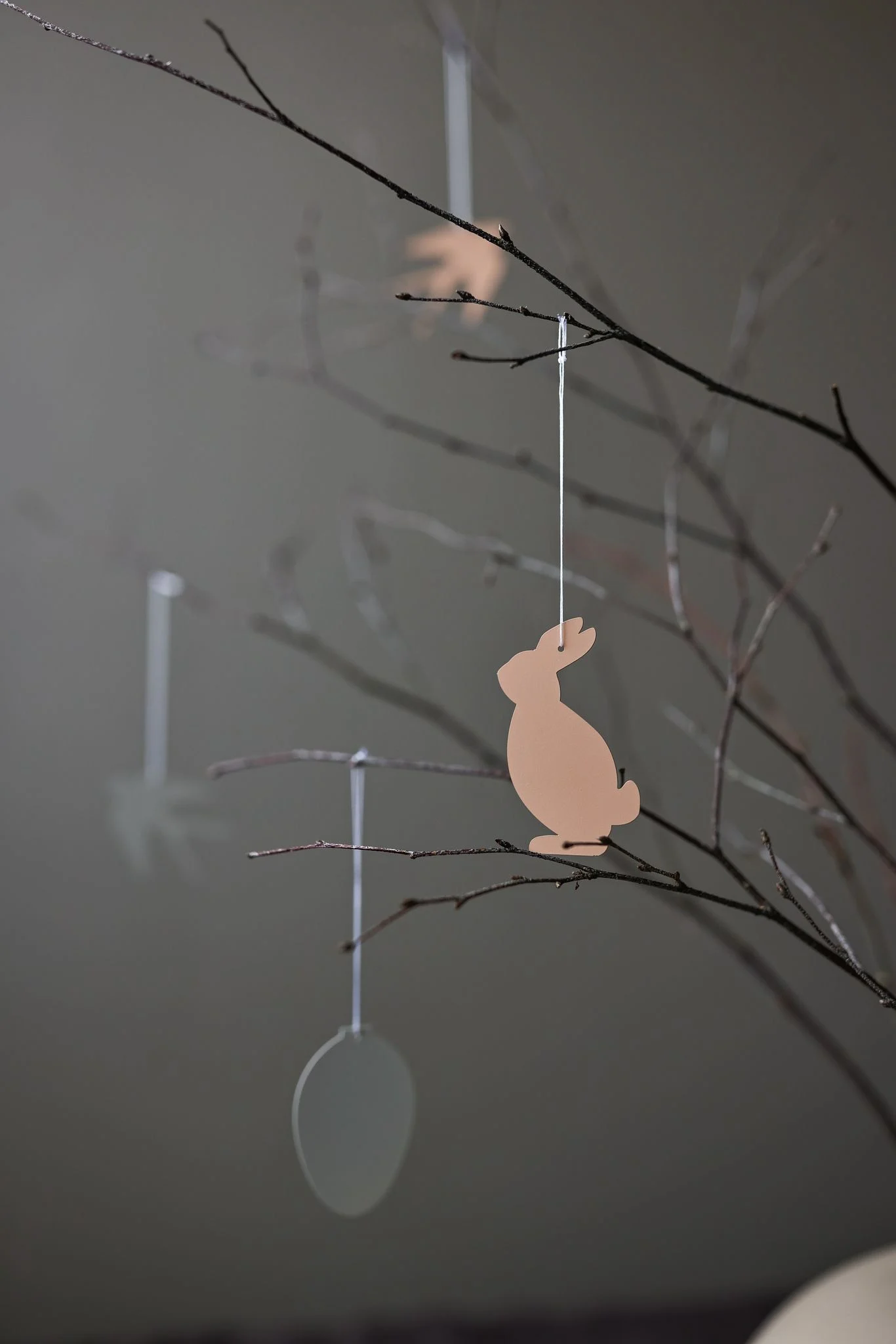 A close-up of an Easter bush with Easter Deco bunny tags from Cooee Design.