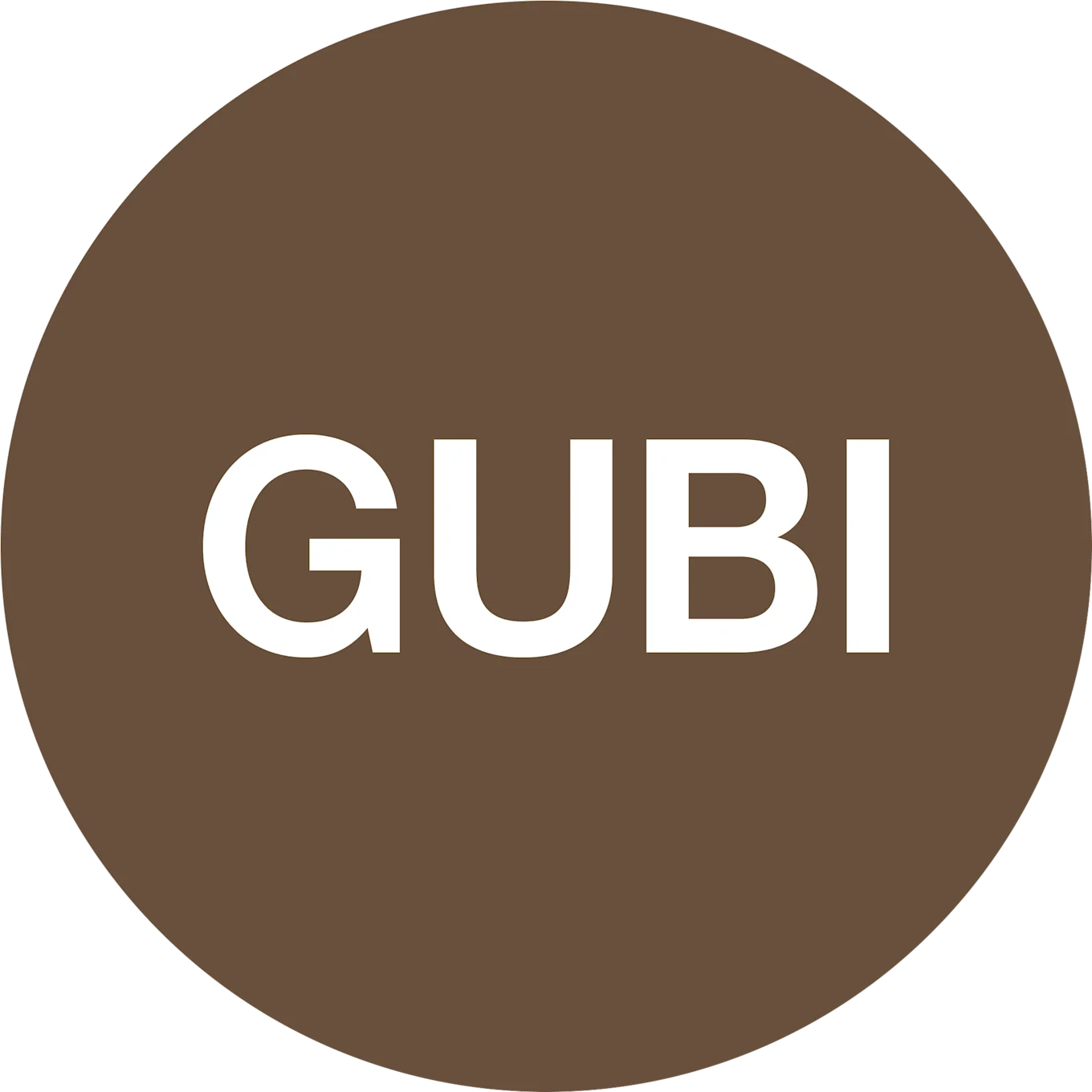 GUBI logo in white text on a brown circle.